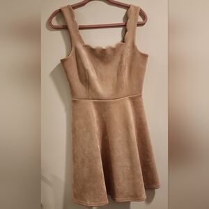 Alya Womens Faux Suede Scalloped A line Dress Blush Pink‎ Sz Med Sleeveless